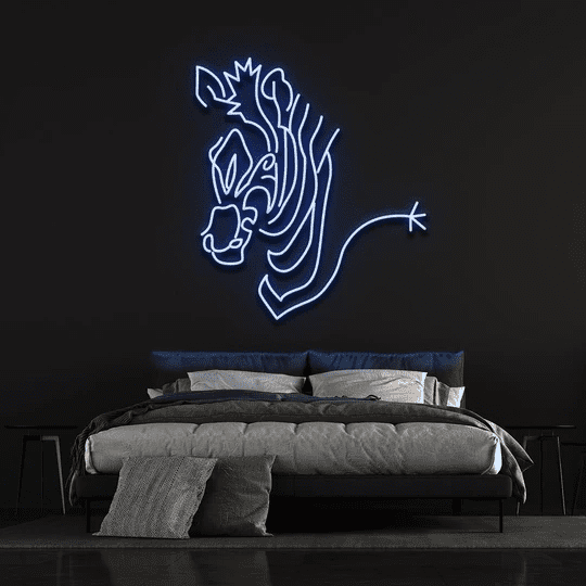 zebra blue neon sign